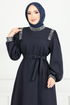 Stein Detail Hijab Abendkleid 5656END900-M Laci - Thumbnail