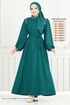 Stein Detail Hijab Abendkleid 5656END900-M Öl - Thumbnail