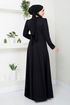 Stein Detail Hijab Kleid 5022SL890 Schwarz - Thumbnail