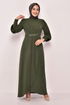 Stein Details Abendkleid Khaki ASM2569 - Thumbnail