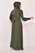 Stein Details Abendkleid Khaki ASM2569 - Thumbnail