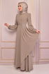 Stein Details Kleid Beige ASM2507 - Thumbnail