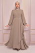 Stein Details Kleid Beige ASM2507 - Thumbnail