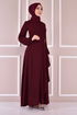 Stein Details Kleid Bordeaux ASM2507 - Thumbnail