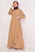 Stein Details Kleid Camel ASM2507 - Thumbnail