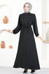 Stein Kleid ASN118 Schwarz - Thumbnail