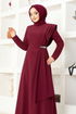 Stone Detail Dress ASM2693 Burgundy - Thumbnail