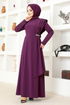 Stone Detail Dress ASM2693 Damson - Thumbnail