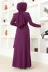 Stone Detail Dress ASM2693 Damson - Thumbnail