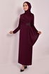 Stone Detail Evening dress Burgundy ASM2580 - Thumbnail