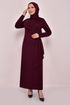 Stone Detail Evening dress Burgundy ASM2580 - Thumbnail