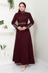 Stony Evening dress Dress ASN174 Burgundy - Thumbnail