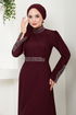 Stony Evening dress Dress ASN174 Burgundy - Thumbnail