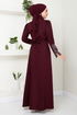 Stony Evening dress Dress ASN174 Burgundy - Thumbnail