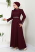 Stony Evening dress Dress ASN174 Burgundy - Thumbnail