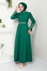 Stony Evening dress Dress ASN174 Emerald - Thumbnail