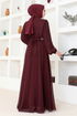 Stony Evening dress LPN6025 Burgundy - Thumbnail