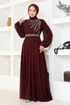 Stony Evening dress LPN6025 Burgundy - Thumbnail