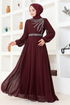 Stony Evening dress LPN6025 Burgundy - Thumbnail