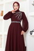 Stony Evening dress LPN6025 Burgundy - Thumbnail