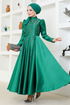 Stony Satin Evening dress YGS6357 Emerald - Thumbnail