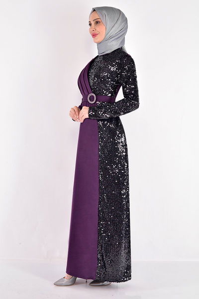 ASM - Straws Detail Evening dress Damson ASM2516 - 325823