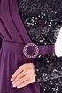 Straws Detail Evening dress Damson ASM2516 - Thumbnail