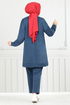 Streifen Detail Hijab Team 9114PL940-M Indigo - Thumbnail