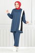 Streifen Detail Hijab Team 9114PL940-M Indigo - Thumbnail