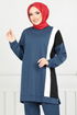 Streifen Detail Hijab Team 9114PL940-M Indigo - Thumbnail