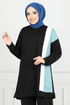 Streifen Detail Hijab Team 9114PL940-M Schwarz - Thumbnail