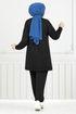 Streifen Detail Hijab Team 9114PL940-M Schwarz - Thumbnail