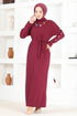 Strickwaren Kleid NEV4436 Bordeaux - Thumbnail