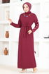 Strickwaren Kleid NEV4436 Bordeaux - Thumbnail