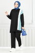 Stripe Detailed Hijab Team 9114PL940-M Black - Thumbnail