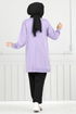 Stripe Detailed Hijab Team 9114PL940-M Lilac&Black - Thumbnail