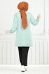 Stripe Detailed Hijab Team 9114PL940-M Mint &Black - Thumbnail