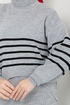 Striped Hijab Dress 9014UZ1029-M Grey - Thumbnail