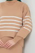 Striped Hijab Dress 9014UZ1029-M Latte - Thumbnail