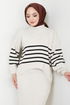 Striped Hijab Dress 9014UZ1029-M The Stone - Thumbnail