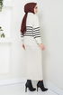 Striped Hijab Dress 9014UZ1029-M The Stone - Thumbnail