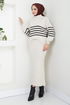 Striped Hijab Dress 9014UZ1029-M The Stone - Thumbnail