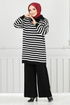 Striped Knitwear Double Team 5003KLN1035-M Black - Thumbnail