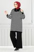 Striped Knitwear Double Team 5003KLN1035-M Black - Thumbnail