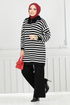 Striped Knitwear Double Team 5003KLN1035-M Black - Thumbnail