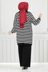 Striped Knitwear Double Team 5003KLN1035-M Black - Thumbnail