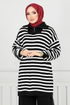 Striped Knitwear Double Team 5003KLN1035-M Black - Thumbnail