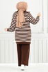 Striped Knitwear Double Team 5003KLN1035-M Coffee - Thumbnail