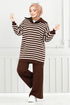 Striped Knitwear Double Team 5003KLN1035-M Coffee - Thumbnail