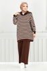 Striped Knitwear Double Team 5003KLN1035-M Coffee - Thumbnail